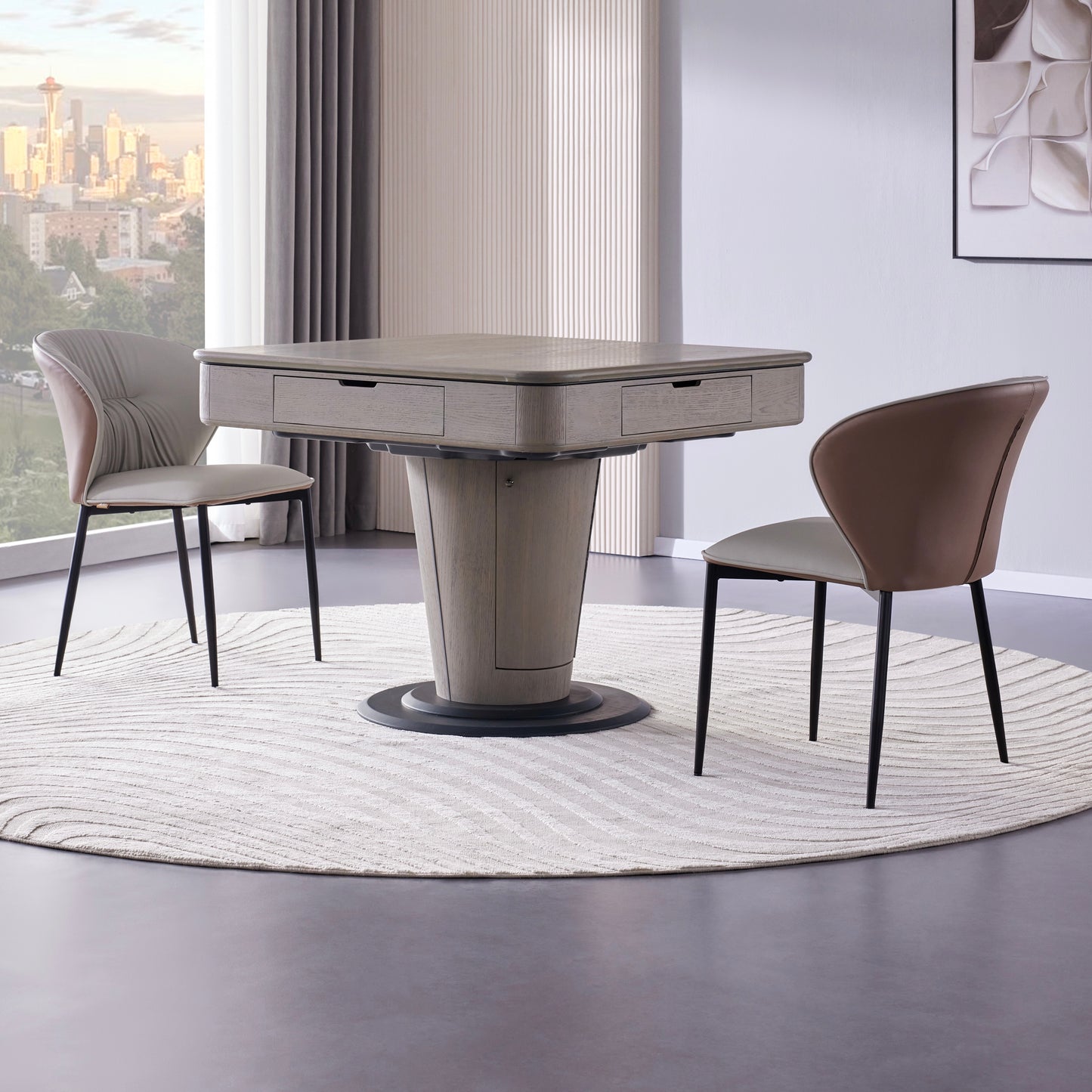 雀友 H510T 霧隱紅橡木 立柱旋翼麻將機 (過山車) 附蓋板 Red Oak Pedestal Dining Table (Rollercoaster) with Cover