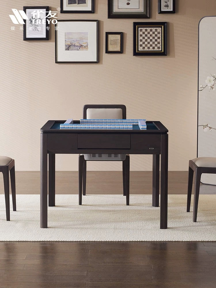 雀友 EH380S 中式低噪音實木麻將機 附蓋板 NEW Dark Grey Wood Color 4-Leg Dining Table with Cover
