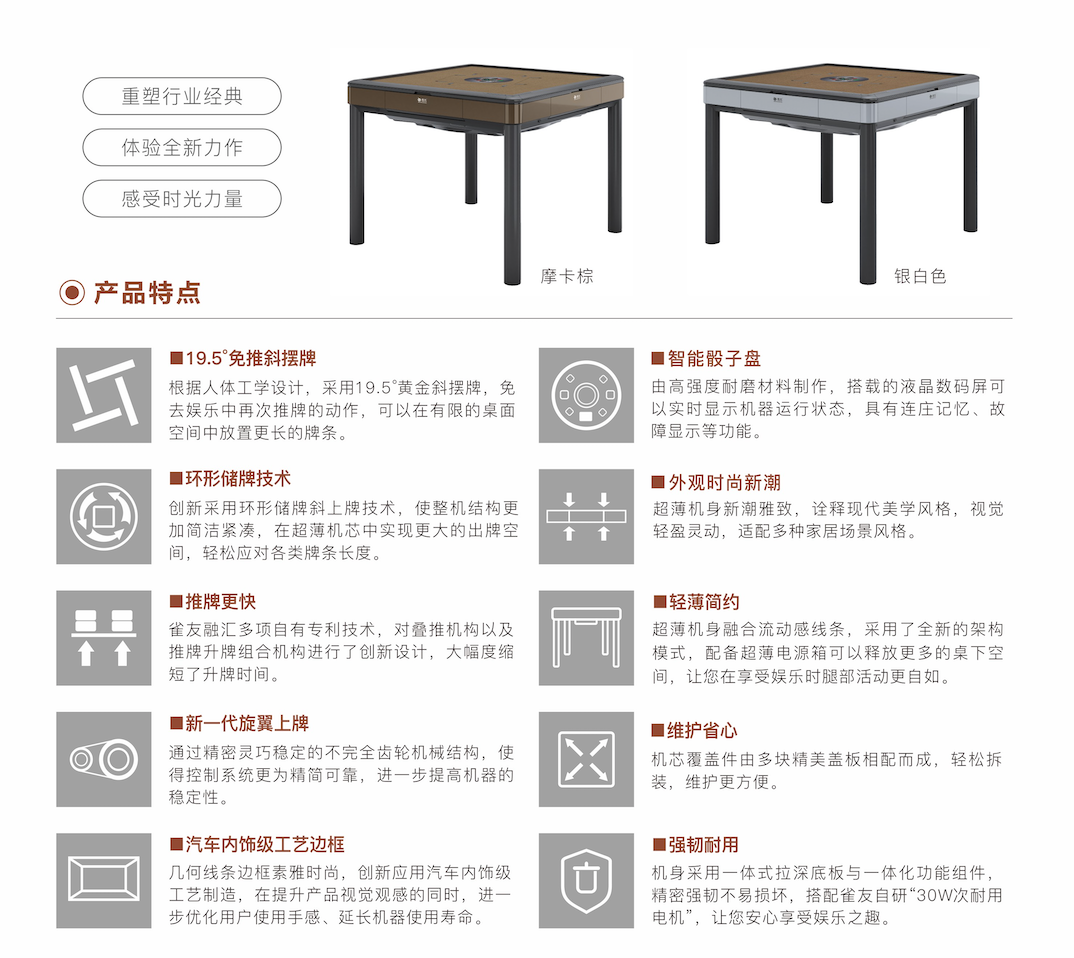 雀友 T30 摩卡棕 四腿旋翼麻將機 (過山車) 附蓋板 Brown Color 4-Leg (Rollercoaster) with Cover