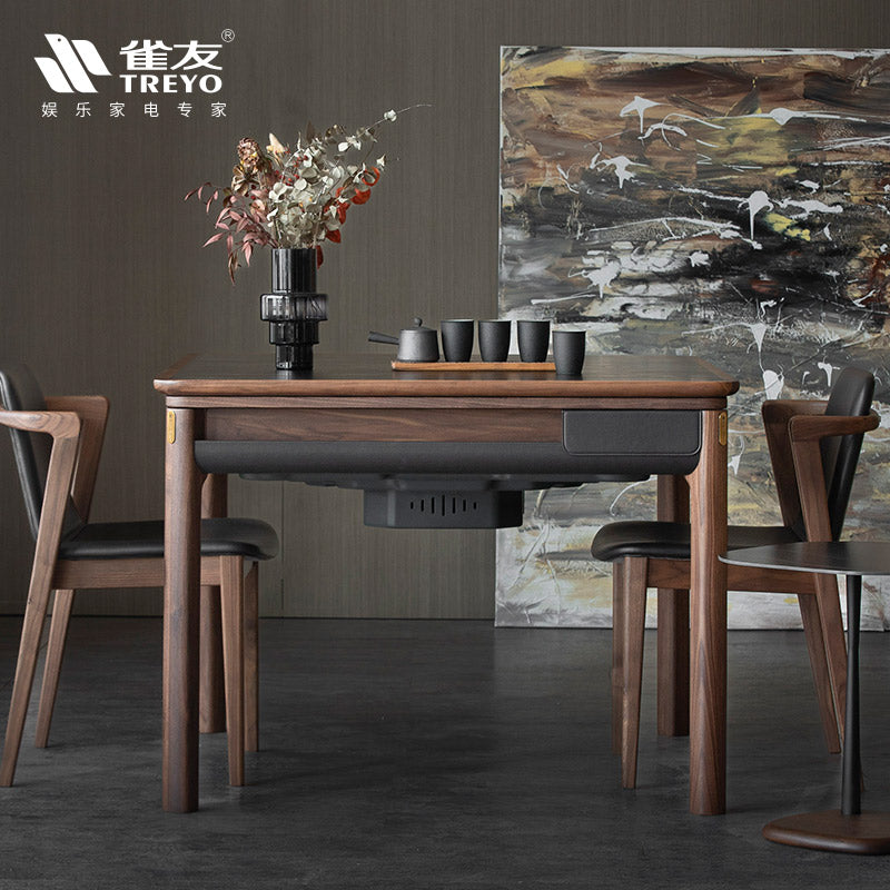 雀友 H860T 黑胡桃木 家用實木 旋翼麻將機 (過山車) 附蓋板 Black Walnut 4-Leg Dining Table (Rollercoaster) with Cover