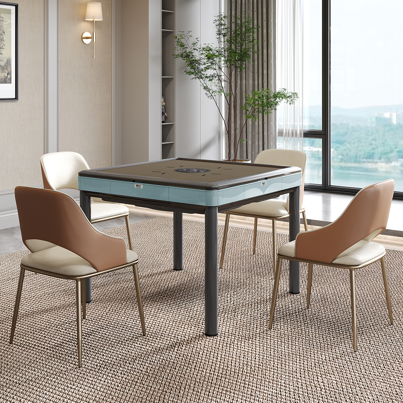 雀友 T30 冰川藍 四腿旋翼麻將機 (過山車) 附蓋板 Glacier Blue Color 4-Leg (Rollercoaster)