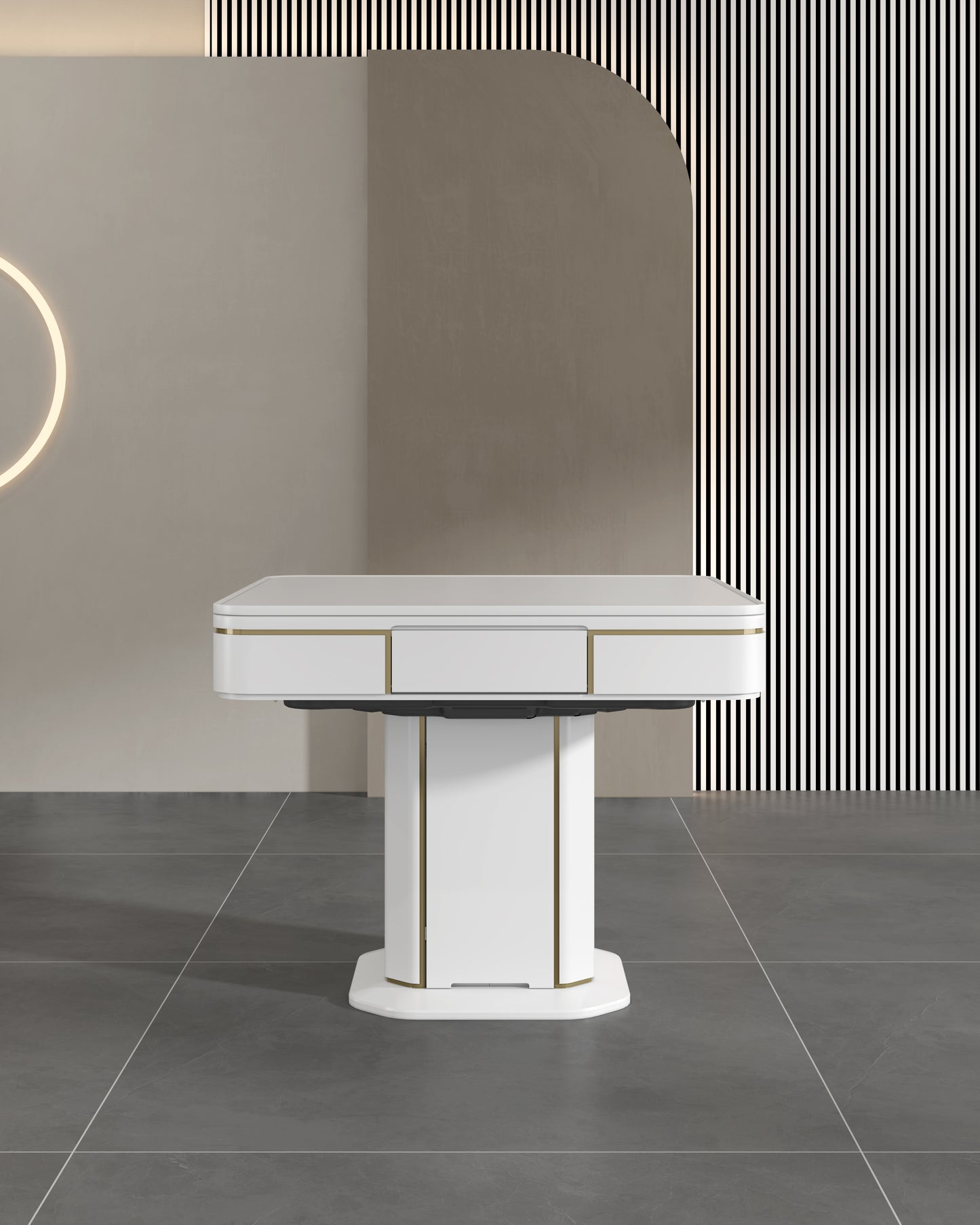 雀友 H780T 云瑾 白色奶油風 家用實木 旋翼麻將機 (過山車) 附蓋板 White Color Wood Dining Table (Rollercoaster) with Cover