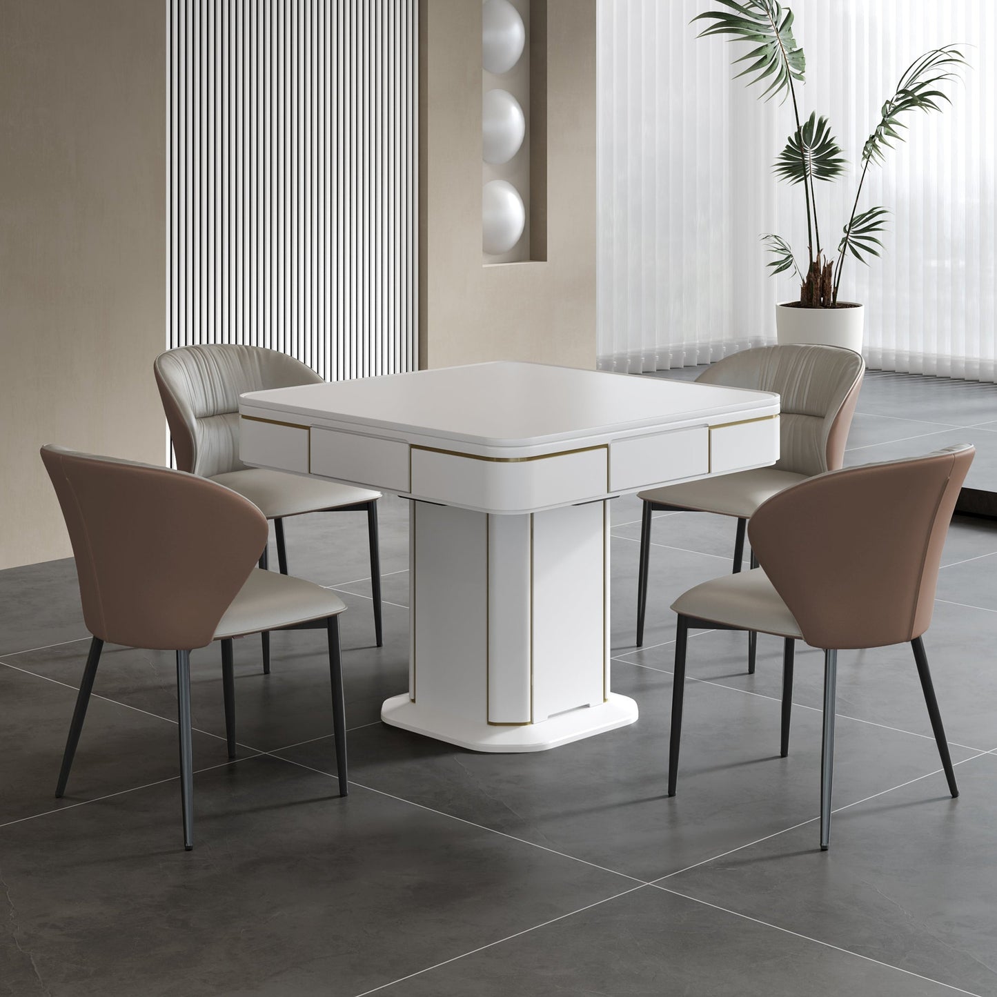 雀友 H780T 云瑾 白色奶油風 家用實木 旋翼麻將機 (過山車) 附蓋板 White Color Wood Dining Table (Rollercoaster) with Cover