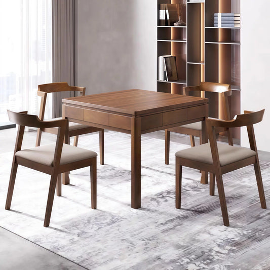 雀友 H330S 胡桃木色 實木麻將機 附蓋板 Walnut Wood 4-Leg Dining Table with Cover
