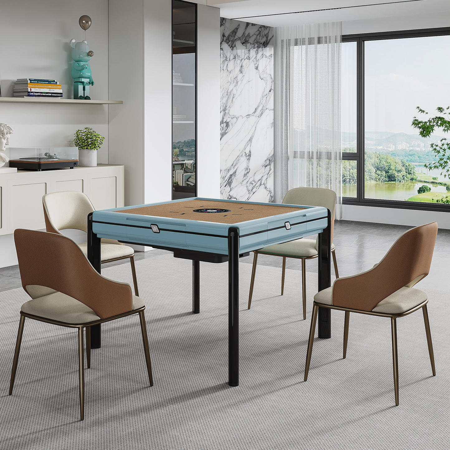 雀友 T100 青灰色 四腿旋翼麻將機 (過山車) 附蓋板 Bluish Grey Color 4-Leg (Rollercoaster) with Cover