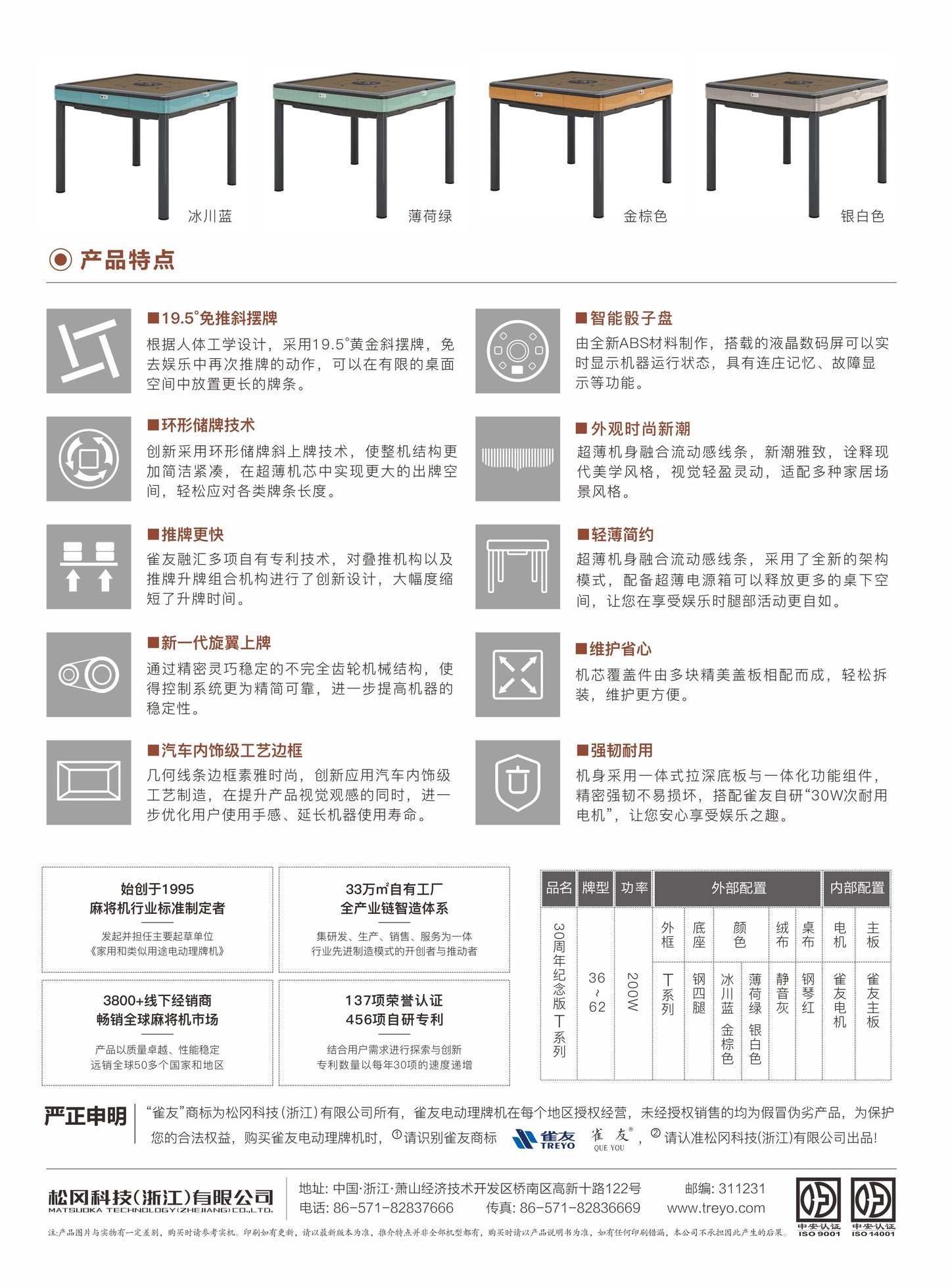 雀友 T30 銀白色 四腿旋翼麻將機 (過山車) 附蓋板 Silver White Color 4-Leg (Rollercoaster)