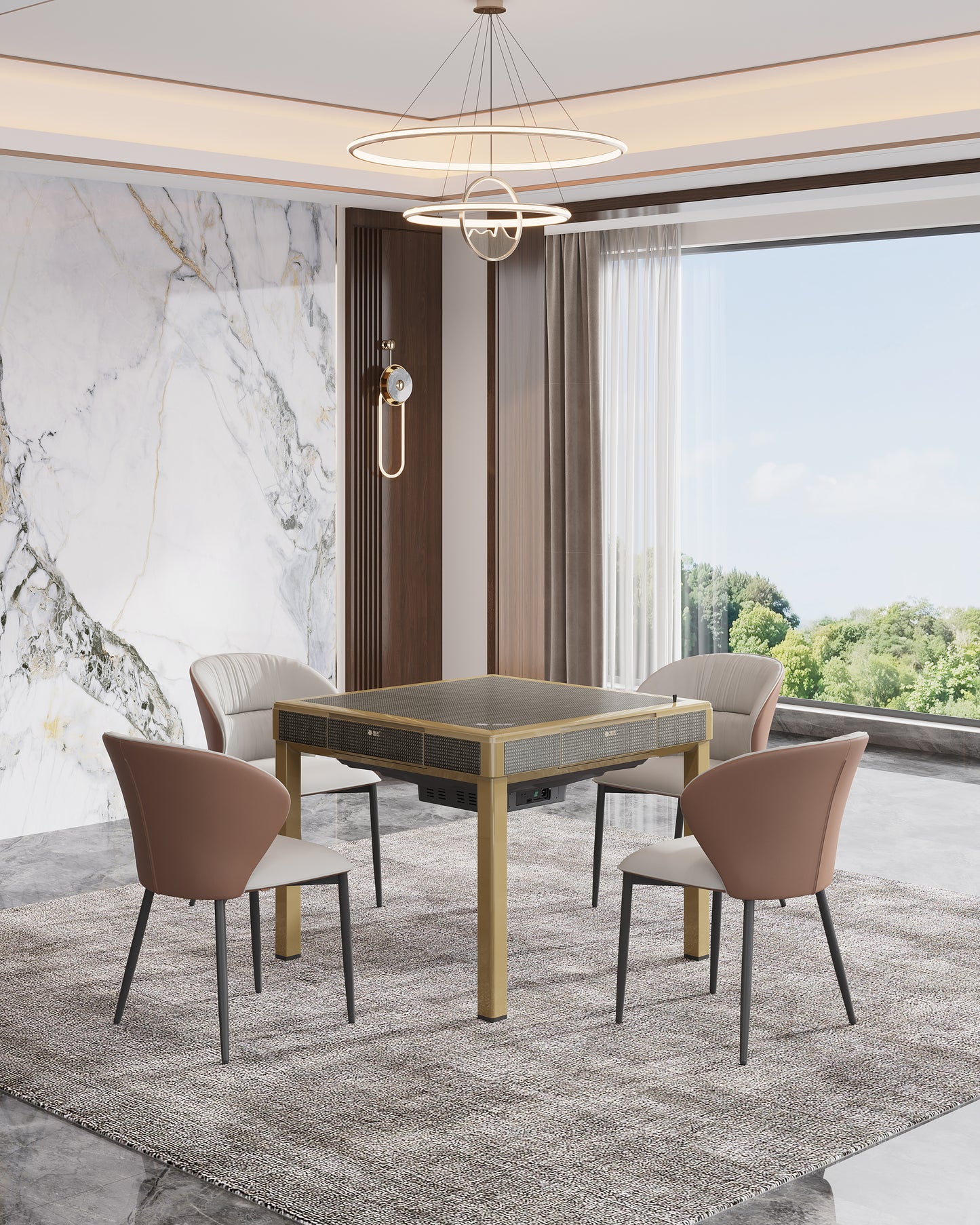 雀友 T200 鎏金格 四腿旋翼麻將機 (過山車) 附蓋板 Gold Color 4-Leg (Rollercoaster) with Cover