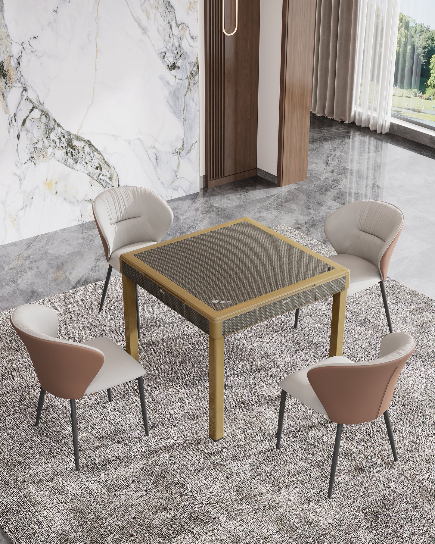 雀友 T200 鎏金格 四腿旋翼麻將機 (過山車) 附蓋板 Gold Color 4-Leg (Rollercoaster) with Cover